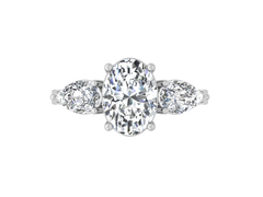 2ct - Oval Diamond with Pears Accent Trinity Ring