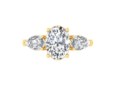 2ct - Oval Diamond with Pears Accent Trinity Ring