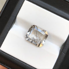 Черный турмалиновый кварц 7,3 карата, черный рутиловый кварц – рутиловый кварц