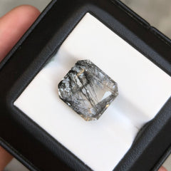 Черный турмалиновый кварц 7,3 карата, черный рутиловый кварц – рутиловый кварц