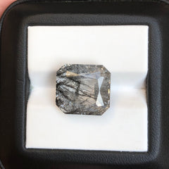 Черный турмалиновый кварц 7,3 карата, черный рутиловый кварц – рутиловый кварц