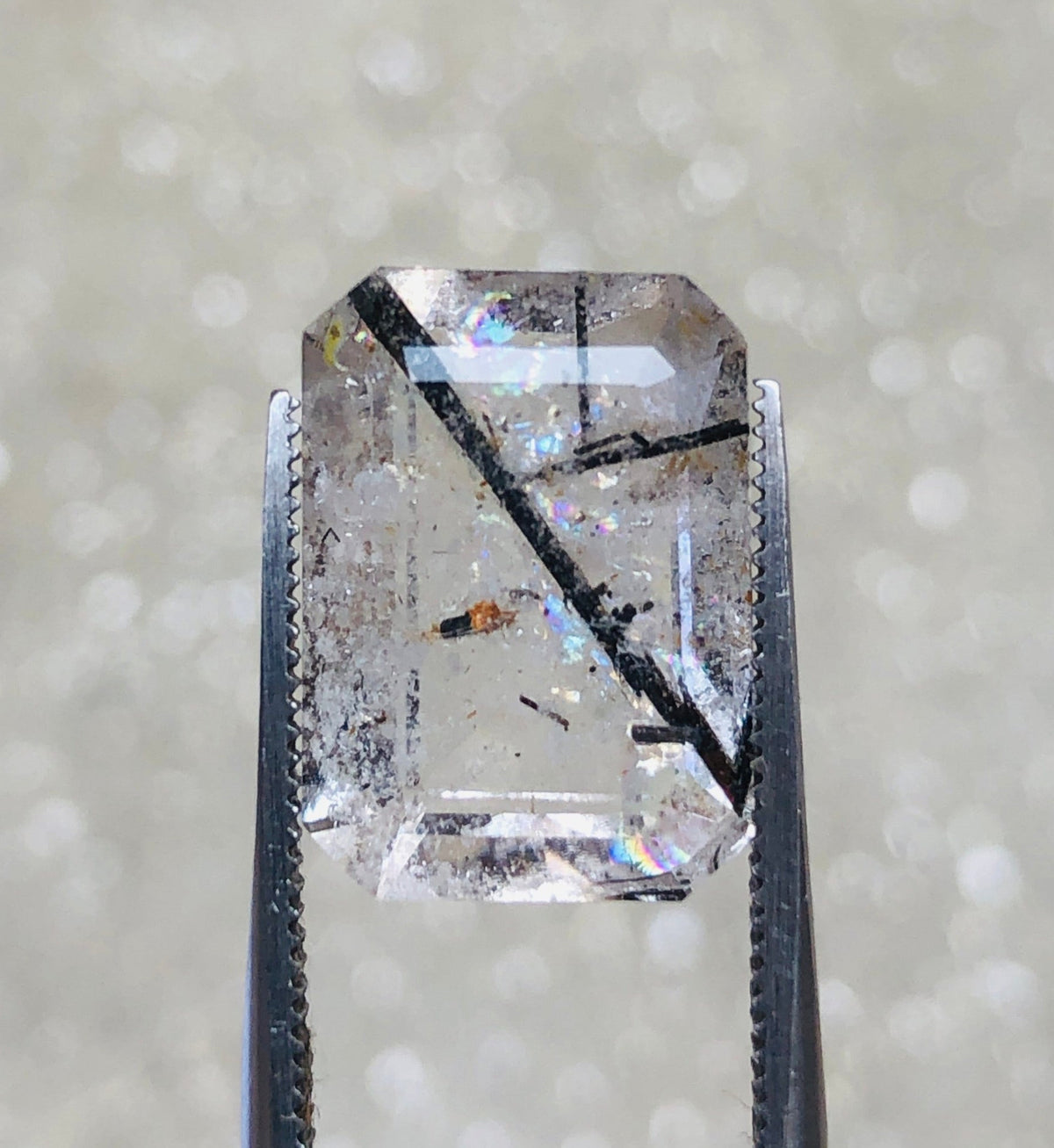 Черный турмалиновый кварц 7,3 карата, черный рутиловый кварц – рутиловый кварц