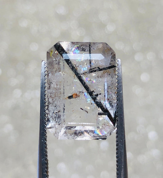 Черный турмалиновый кварц 7,3 карата, черный рутиловый кварц – рутиловый кварц