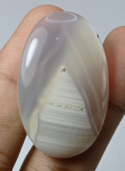 Fortified White Chalcedony  -  Sulaimani Aqeeq - 43x27mm
