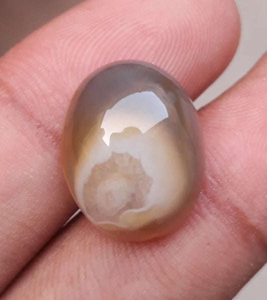 16ct Beautiful  Agate Cabochon Suitable for RingSetting - Sulaimani Aqeeq - 19x15mm
