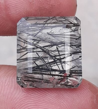 Черный турмалиновый кварц 21,4 карата, также известный как черный рутиловый кварц - рутиловый кварц - 21x17x9 мм