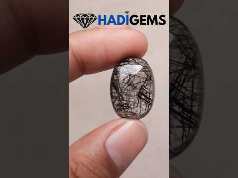 24.40ct Black Tourmalated Quartz -Cabochon Black Rutile Quartz - Rutilated Quartz