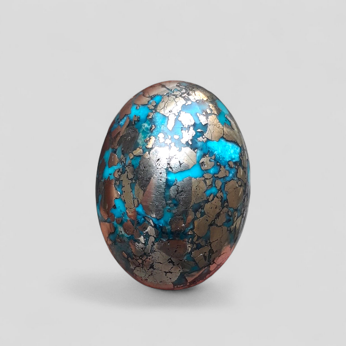 Натуральная бирюза с пиритом — Голубая матричная бирюза — Шаджри Фероза-58,4 карата