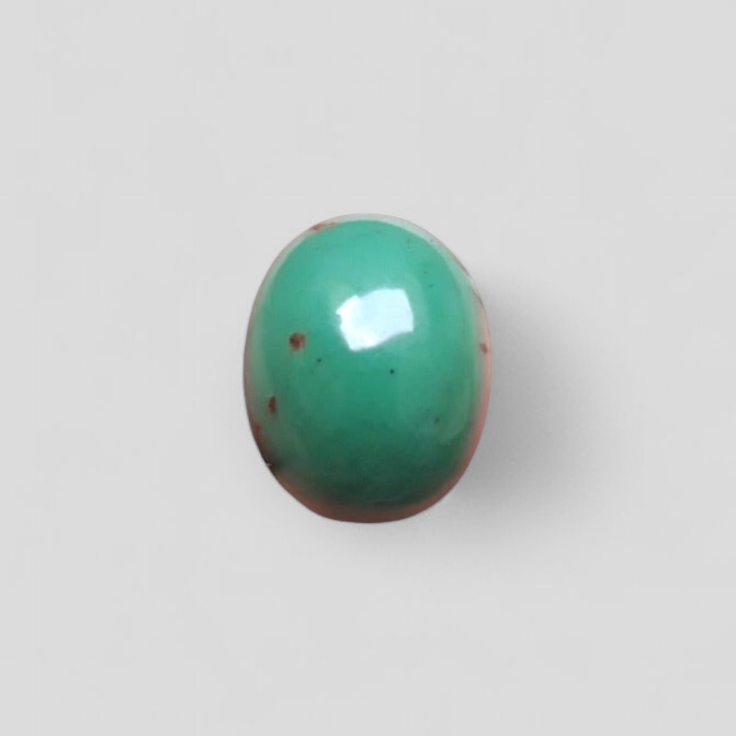 Натуральная зеленая бирюза, овальная форма — персидская бирюза — зеленая фероза — 11,8 карата — 16x13 мм