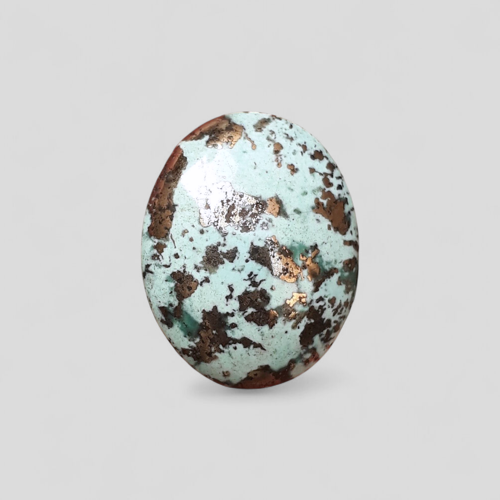 Натуральная бирюза с пиритом – бирюза Blue Matrix – Shajri Feroza, 18 карат