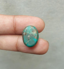 Natural Turquoise with Pyrite - green Matrix Turquoise - Shajri Feroza- 14ct-17x13mm
