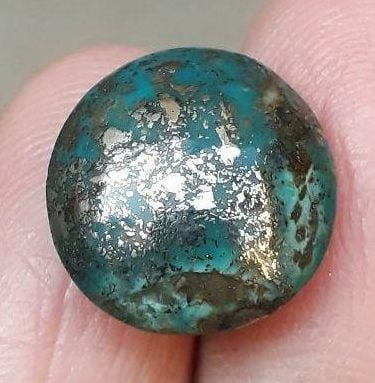 Натуральная бирюза с пиритом - зеленая матричная бирюза - Шаджри Фероза- 10 карат-14x15 мм