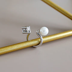Серьги Office Round Shell Pearl CZ без пирсинга (одинарные) - Серьги с серебряным жемчугом с палладиевым покрытием для женщин - Серьги Perfect Pearl с подарочной упаковкой