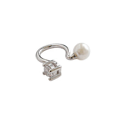 Серьги Office Round Shell Pearl CZ без пирсинга (одинарные) - Серьги с серебряным жемчугом с палладиевым покрытием для женщин - Серьги Perfect Pearl с подарочной упаковкой