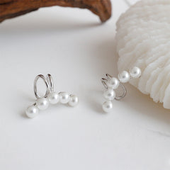 Серьги без пирсинга Girl Shell Pearl Lines (одинарные) — серебряные жемчужные серьги с палладиевым покрытием для женщин — серьги Perfect Pearl с подарочной упаковкой