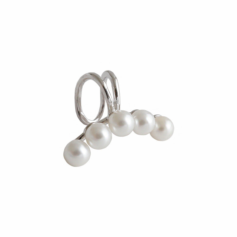 Серьги без пирсинга Girl Shell Pearl Lines (одинарные) — серебряные жемчужные серьги с палладиевым покрытием для женщин — серьги Perfect Pearl с подарочной упаковкой