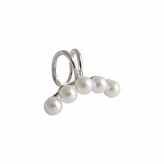 Серьги без пирсинга Girl Shell Pearl Lines (одинарные) — серебряные жемчужные серьги с палладиевым покрытием для женщин — серьги Perfect Pearl с подарочной упаковкой