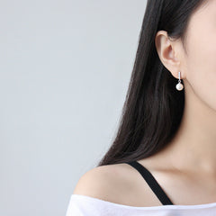 Elegant Round Shell Pearl CZ Earrings - Palladium-Plated Silver Pearl Earrings for women - Perfect Pearl Earrings with Gift Wrapping Included
