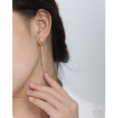 Asymmetry Shell Pearl CZ Tassels Dangling Earrings - Gold-Plated Silver Pearl Earrings for women - Perfect Pearl Earrings with Gift Wrapping Included