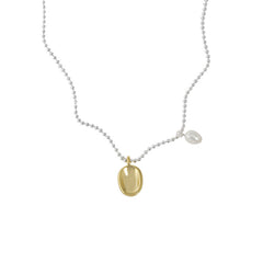 Simple Oval Natural Pearl Irregular Flat Bead Necklace - Gold-Plated Silver Pearl Necklace for women - Perfect Pearl Necklace with Gift Wrapping Included