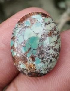 Натуральная бирюза, зеленая матричная бирюза - 19x14,7 мм