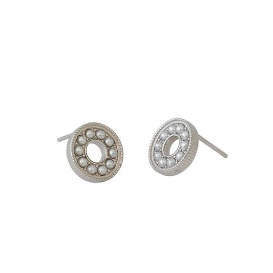 Hot Shell Pearl Geometry Hollow Circle Stud Earrings - Gold-Plated Silver Pearl Earrings for women - Perfect Pearl Earrings with Gift Wrapping Included