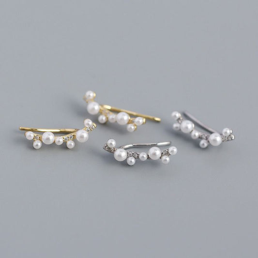 Beautiful Shell Pearls Tree Branch Non-Pierced Earrings - Gold-Plated Silver Pearl Earrings for women - Perfect Pearl Earrings with Gift Wrapping Included