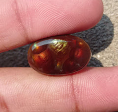 17.5ct Mexican Fire Agate,  Rare Fire Agate, Curved Oval Cabochon Fire Agate - Perfect gemstone Gift ,Dimensions  - 22x14 mm