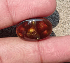 17.5ct Mexican Fire Agate,  Rare Fire Agate, Curved Oval Cabochon Fire Agate - Perfect gemstone Gift ,Dimensions  - 22x14 mm