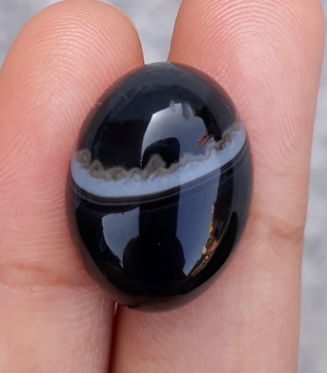 17.6ct-Black Onyx - Beautiful Onyx Gemstone - Onyx Agate -  21x16mm