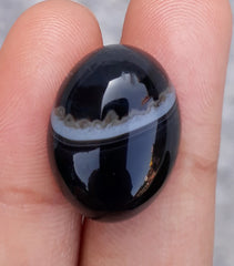 17.6ct-Black Onyx - Beautiful Onyx Gemstone - Onyx Agate -  21x16mm