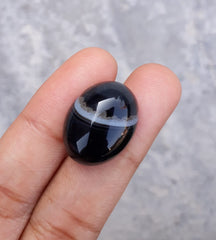 17.6ct-Black Onyx - Beautiful Onyx Gemstone - Onyx Agate -  21x16mm
