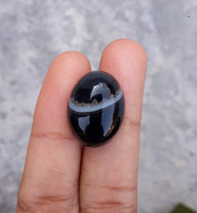 17.6ct-Black Onyx - Beautiful Onyx Gemstone - Onyx Agate -  21x16mm
