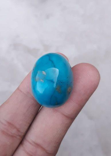 Natural Certified Turquoise with Pyrite - Blue Matrix Turquoise - Shajri Feroza-74ct-27x20mm